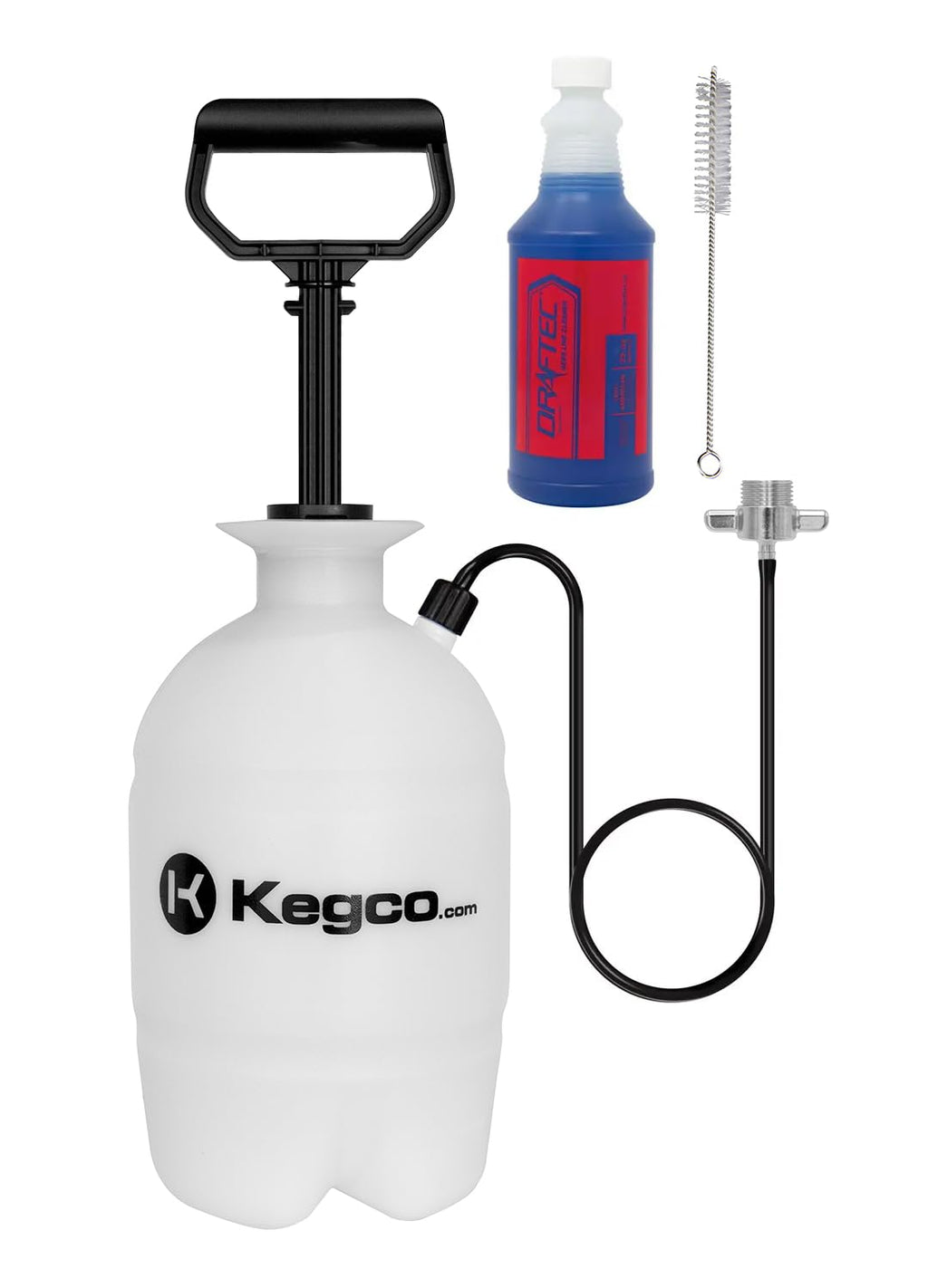 Draftec DTPCK Deluxe Beer Line Cleaning Kit Hand Pump Pressurized Keg with 32 oz. Cleaner, White
