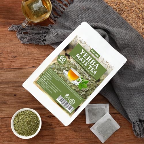 Premium 60 Unsmoked Yerba Mate Tea Bags - 100% Pure Leaves