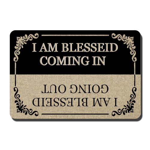 Bless2 Welcome Doormat - Funny I AM Blessed Entry Rug 16x24 with Anti-Slip Back