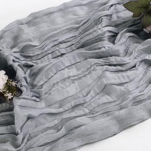 Light Grey Cheesecloth Table Runner for Fall & Holiday Decor - 10Ft