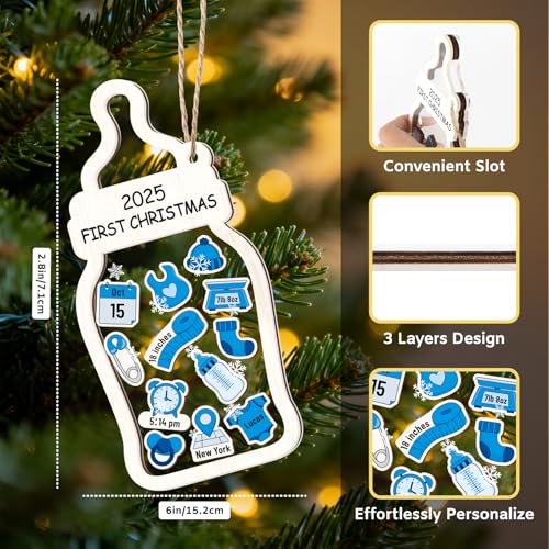 Yewfold Personalized Baby First Christmas Wooden Ornament 2025 Keepsake