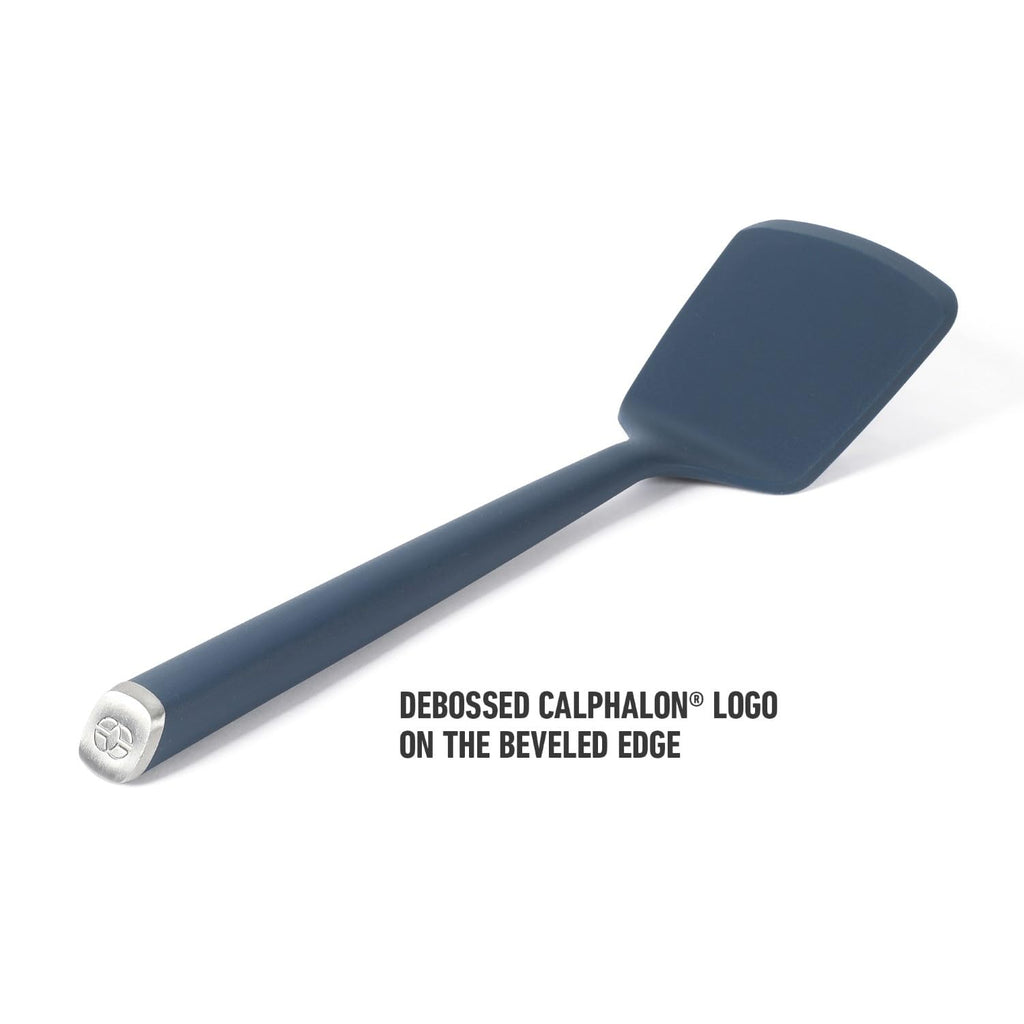 Calphalon Edge Silicone Turner, Flexible Silicone Cooking Spatula with Reinforced Core, Heat-Resistant Nonstick-Safe Turner for Flipping & Cooking, Navy