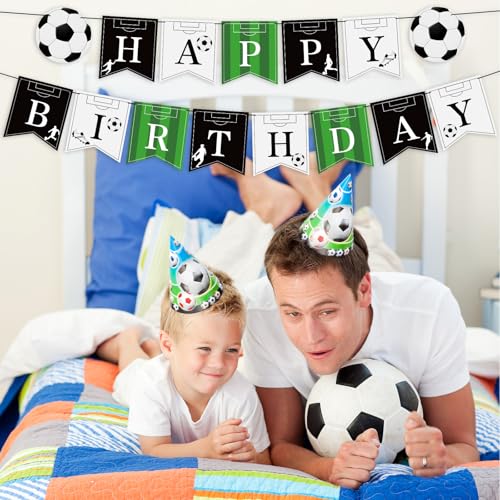 Hooqict Soccer Birthday Banner - Kids Boys Men Sport Theme Party Decorations