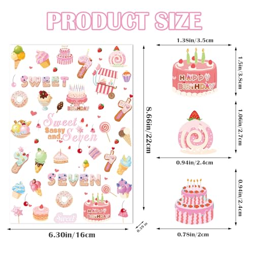 INCOK Sweet Saassy and Seven Temporary Tattoos - 200+ Ice Cream & Donut 7th Birthday Party Favors