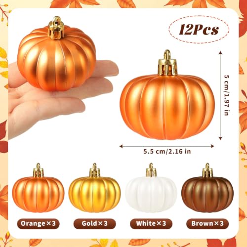 Multi Color Fall Pumpkin Tree Ornaments 12 Pcs Mini Hanging Pumpkin Balls