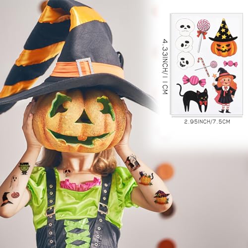 Moncinday Halloween Temporary Tattoos 24 Sheets Waterproof Fake Tattoos for Party Favors