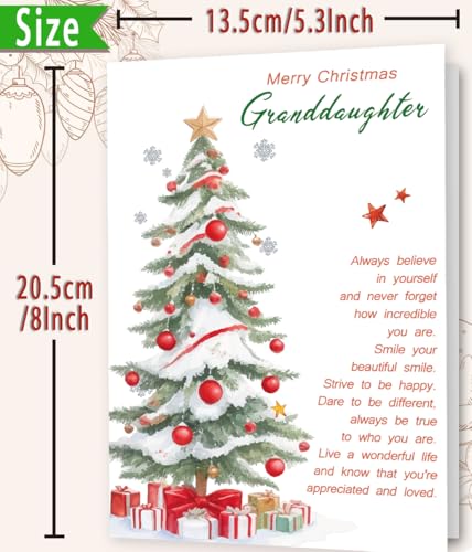 Granddaughter Christmas Card FY-127 Holiday Greeting Card with Envelope