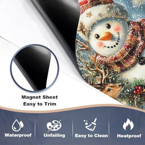 Snowman Dishwasher Cover Vinyl Magnetic Christmas Decor - 23x26 Inches - Deer & Snowman Variation