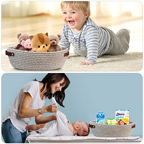 AmapleL Woven Cotton Rope Bathroom Storage Basket with Handles for Toilet Tank, Organizer Bin for Toilet Paper & Accessories