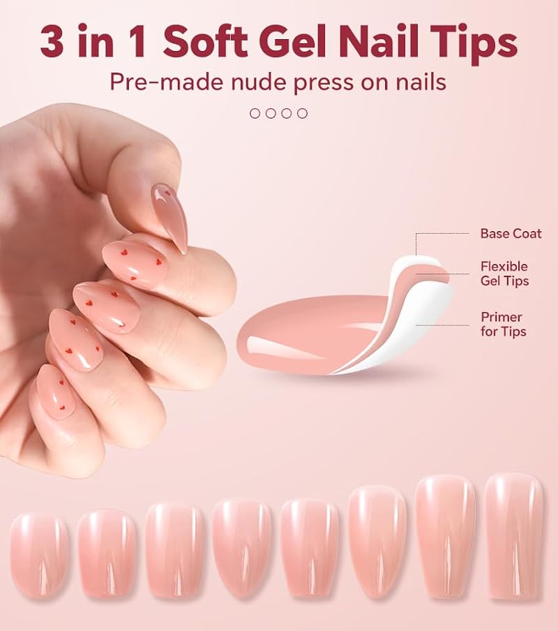 KADS 150Pcs Short Press On Nails Square Almond False Nail Set