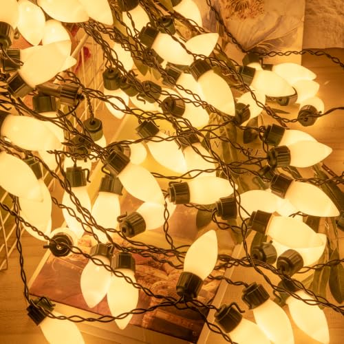 48FT Warm White Icicle Christmas Lights Outdoor 99 LED C9 Drops - Expandable