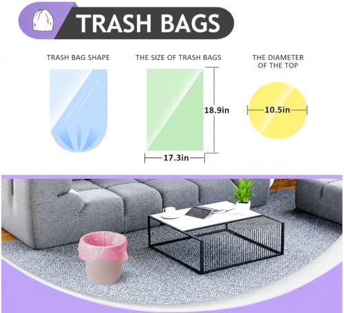 Teivio 3 Gallon Colorful Clear Trash Bags - 150 Count