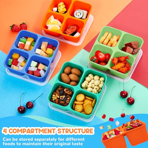 Roshtia Silicone Food Containers - 4 Pack Reusable Bento Lunch Boxes
