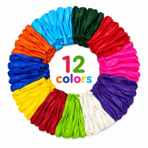 120 Count Assorted 12-Inch Latex Balloons - Vibrant Party Decor