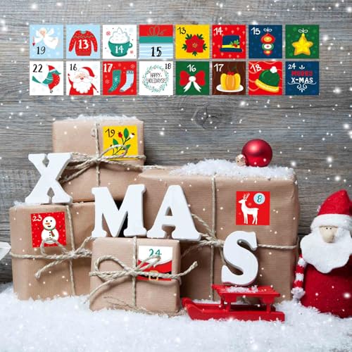 Christmas Advent Calendar Number Stickers Set - 16 Sheets, DIY Holiday Decorations