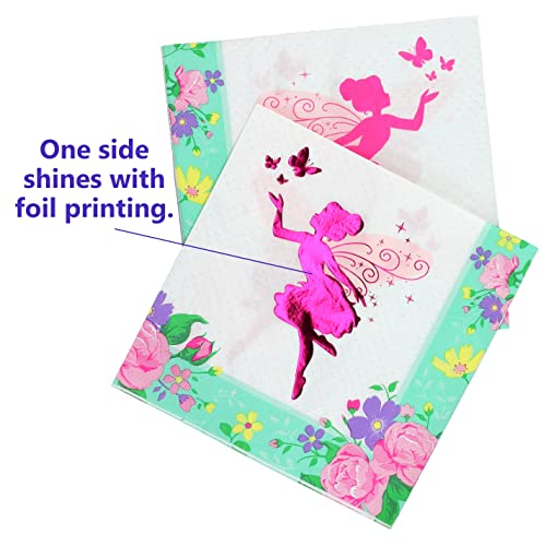 48-Count Floral Fairy Paper Napkins - Iconikal 2-Ply Disposable