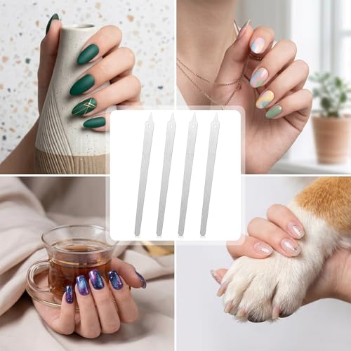 Exircy 4-Piece Stainless Steel Diamond Nail Files Set with Pointed Tip
