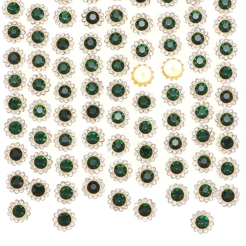 100 PCS 12MM Sew-On Glass Rhinestones with Gold Claw Settings