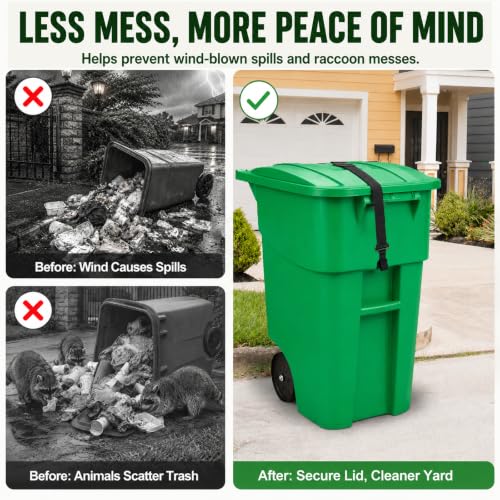 Adjustable Bear Proof Trash Can Lock Strap for 28-96 Gallon Bins