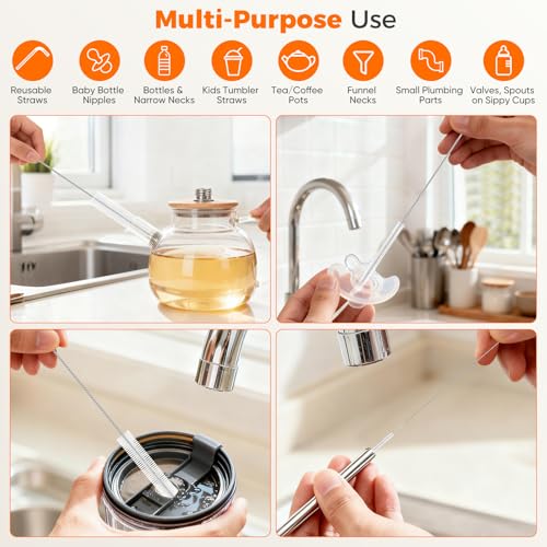 10-Pack Straw Cleaner Brush Set - 8.7-Inch for Metal Straws & Sippy Cups