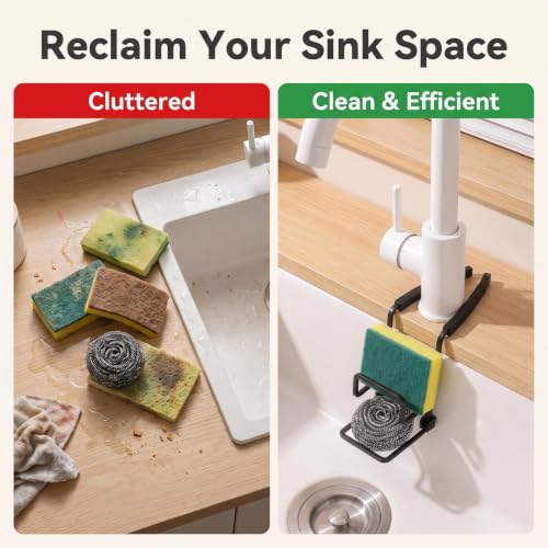 2-Tier Kitchen Sink Caddy - No-Drill Faucet Sponge Holder Organizer