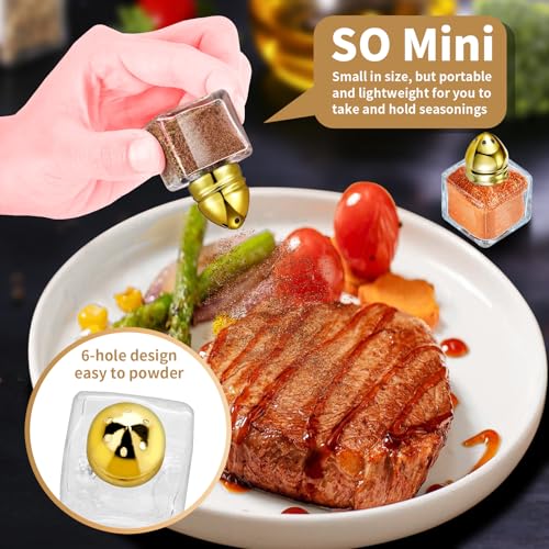 Mini Glass Salt and Pepper Shakers Set with Gold Tops - 0.5 oz