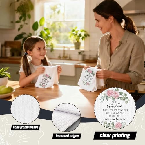 Rose Floral Kitchen Dish Towels - Grandma Gifts, 16x24 Inch