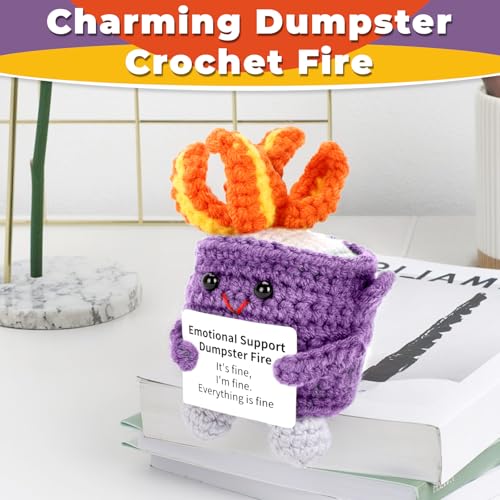 AGIFTMIND Purple Emotional Dumpster Fire Crochet Doll - Hilarious Handcrafted Gift