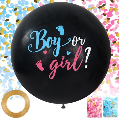 36 Inch Gender Reveal Balloons with Pink & Blue Confetti - 2 Pack