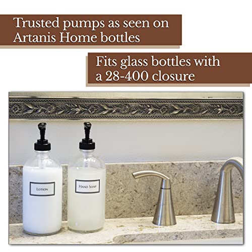Artanis Home Black Plastic Replacement Pump for 28-400 Glass Bottles, 2-Pack