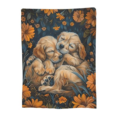 Citari Golden Retriever Fleece Throw Blanket - Soft, Warm Dog Decor Gift for Kids & Adults