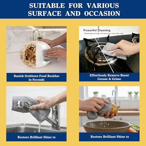 12-Pack Scratch-Free Steel Dishcloths - Reusable & Quick-Dry