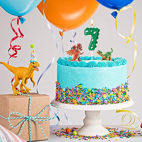 TOYMIS Dinosaur Number 7 Birthday Candle 2.8 Inch Cake Topper for Kids Party