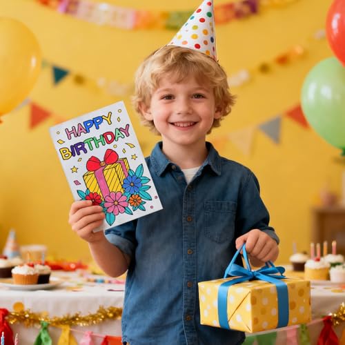 VYRANA 24 Birthday Coloring Cards - DIY Personalized Greeting Card Set