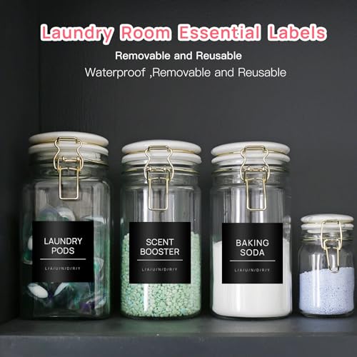 28 PCS Minimalist Waterproof Laundry Labels for Jars - Black