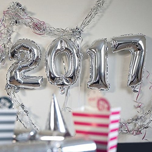 Glanzzeit 16 Inch Silver Foil Number 1 Balloon for Birthday Party Decor