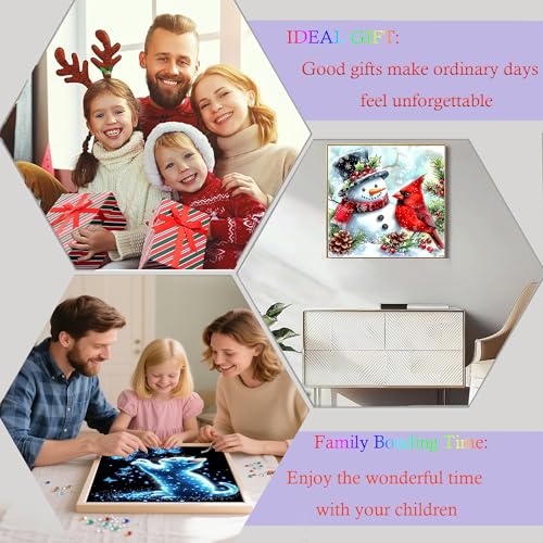 Cardinal & Snowman 5D Diamond Painting Kit for Adults 14x14 Inch Winter Craft
