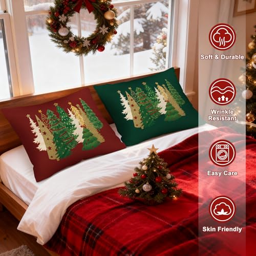 Christmas Decorative Pillow Covers Set of 2 - 20x26 Lumbar Shams