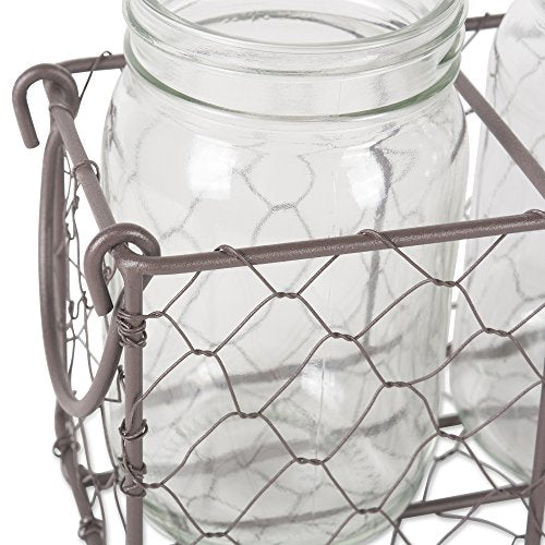 DII Chicken Wire Collection Farmhouse Vintage, Caddy with Vases, Rustic Bronze