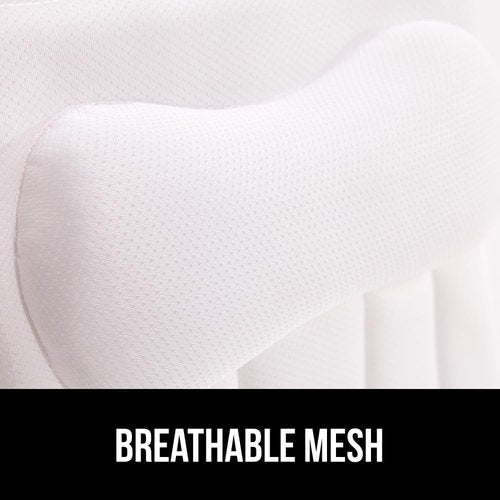 GORILLA GRIP Bath Pillow - 4D Mesh FlexComfort Headrest with 6 Suction Cups | Luxury Machine Washable, White