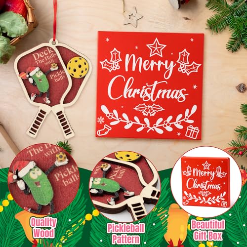 Pickleball Christmas Ornament - Wooden 2-Layer Decoration for Tree