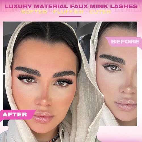 EYDEVRO 18mm Cat Eye Faux Mink False Eyelashes 8D Wispy Strip Lashes 7 Pairs