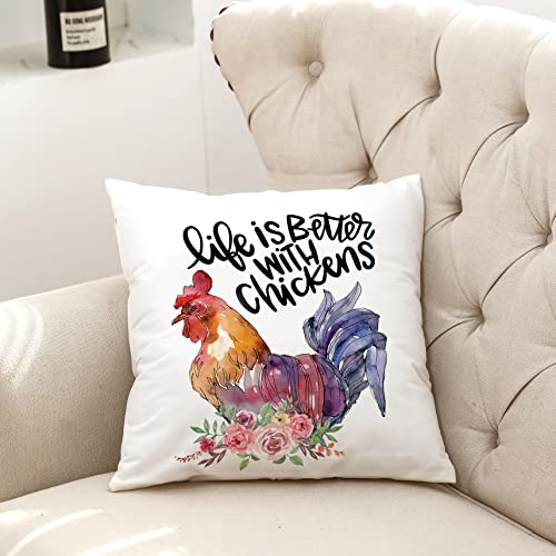 Funny Chicken Throw Pillow Cover - 18x18 Flannelette Cushion Case
