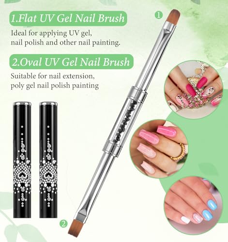 Thrymme Hard Gel Nail Brushes, 2 Pcs Dual-Ended Builder Gel Tools