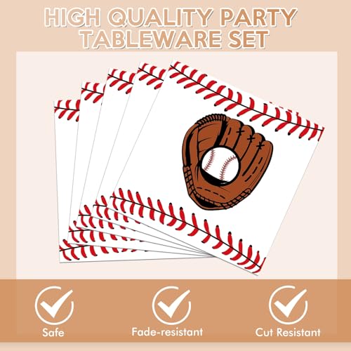 Baseball Birthday Party Supplies - 40Pcs Plates & Napkins Set