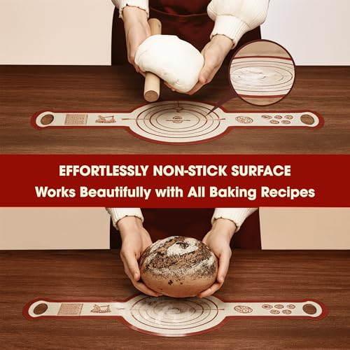 Sourdough Bread Sling Set - 2PCS Non-Stick Silicone Mat with Long Handles