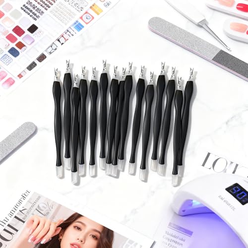 15-Pack Cuticle Trimmer and Pusher Set with Rubber Tip