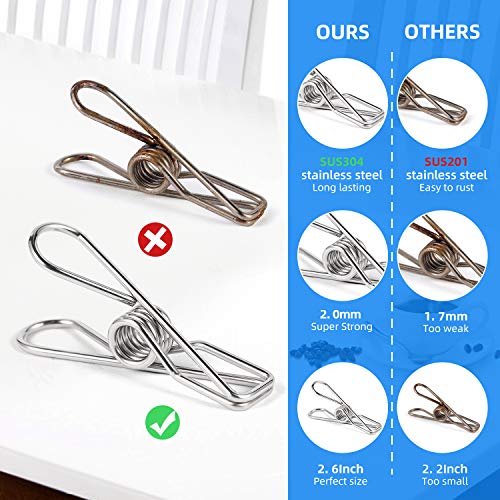 Heavy Duty Stainless Steel Clothes Pins - 28 Pack for Laundry