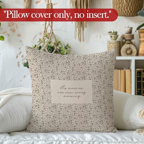 LRyeisahh Boho Floral Christian Throw Pillow Cover - Neutral Flower Religious Bible Verse 18x18, Variation 3