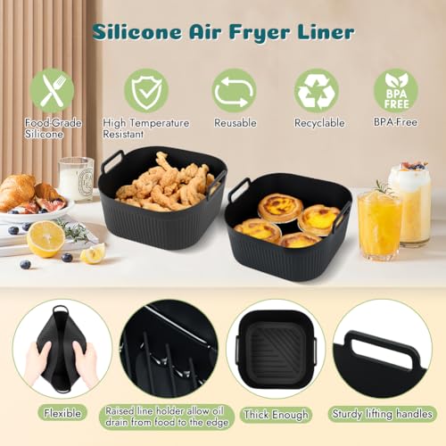 BYKITCHEN 5.5-inch Small Silicone Air Fryer Liners (2-Pack) for 1.5-3 QT